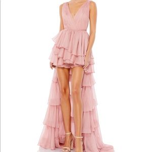Ieena for Mac Duggal Hi-Low Ruffle Gown